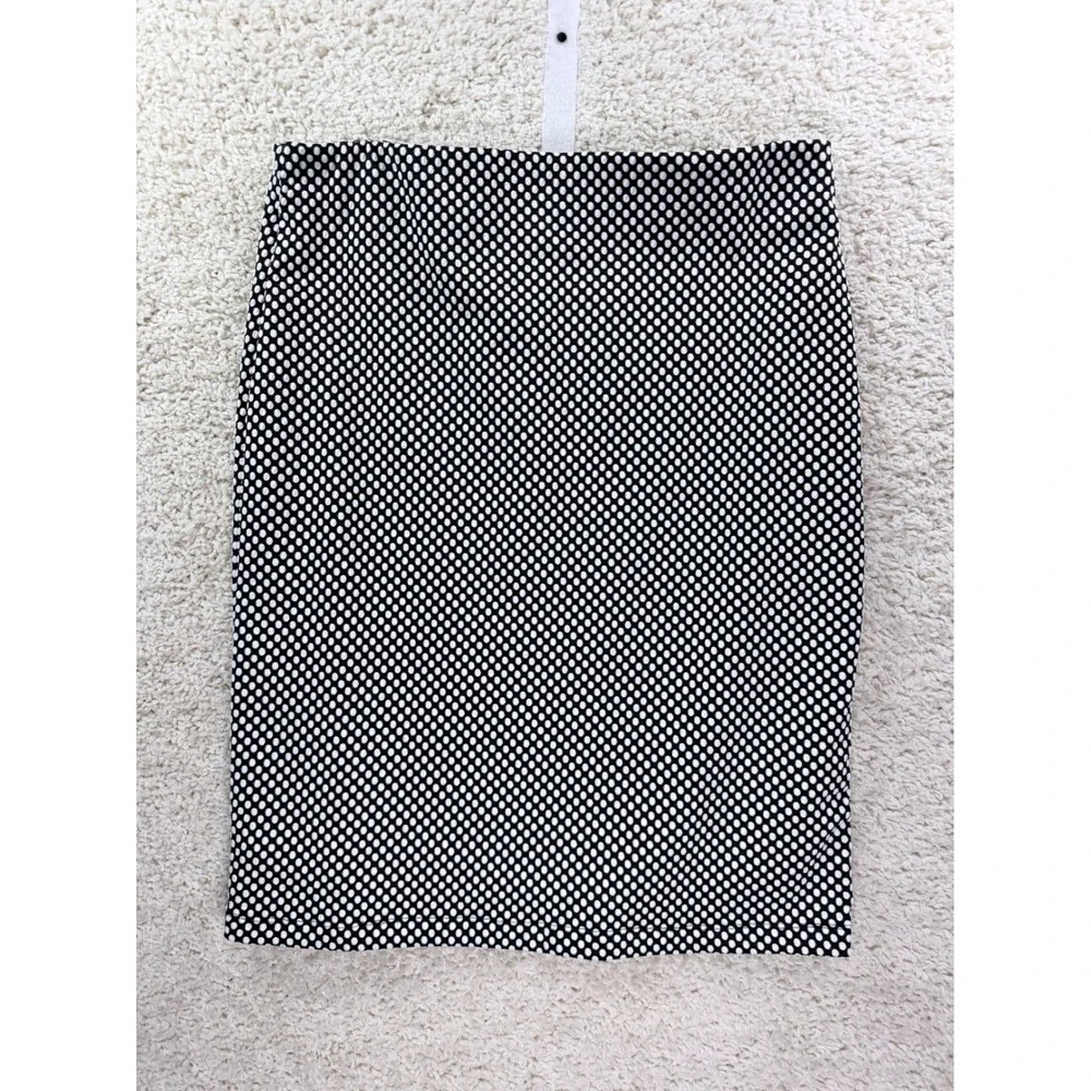 Boutique Essentials Pencil Skirt Women L Black White Polka Dot Excellent Stretch